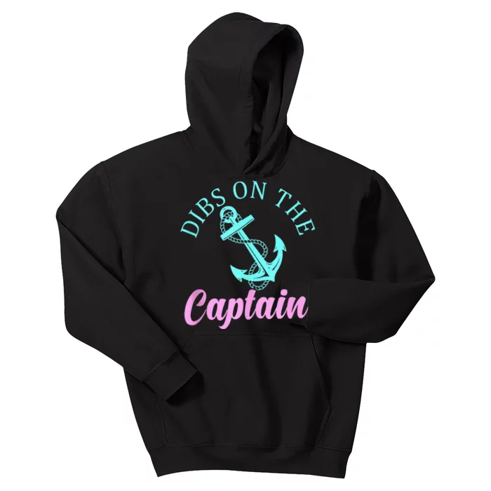 Dibs On The Captain Funny Boating Captain Kids Hoodie