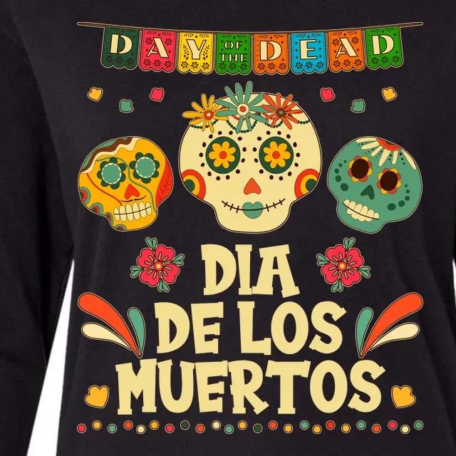 Day Of The Dead Dia De Los Muertos Sugar Skulls Womens Cotton Relaxed Long Sleeve T-Shirt