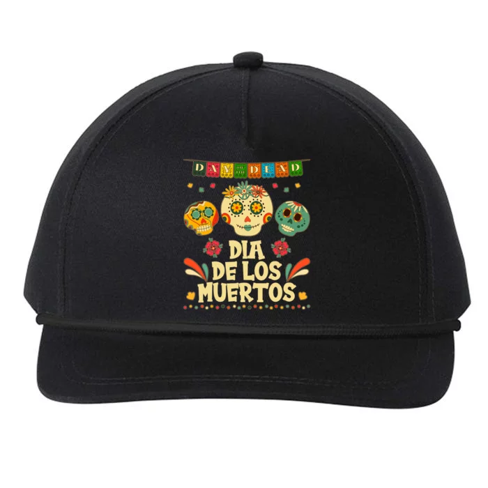 Day Of The Dead Dia De Los Muertos Sugar Skulls Snapback Five-Panel Rope Hat