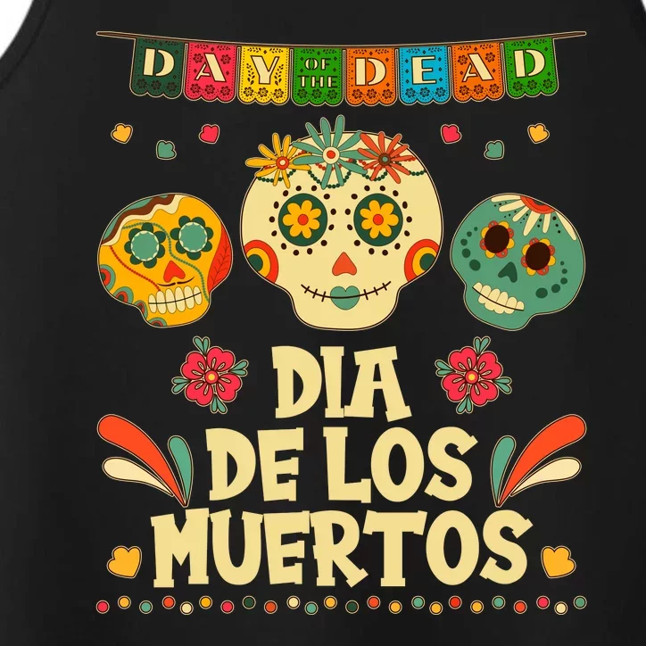 Day Of The Dead Dia De Los Muertos Sugar Skulls Performance Tank