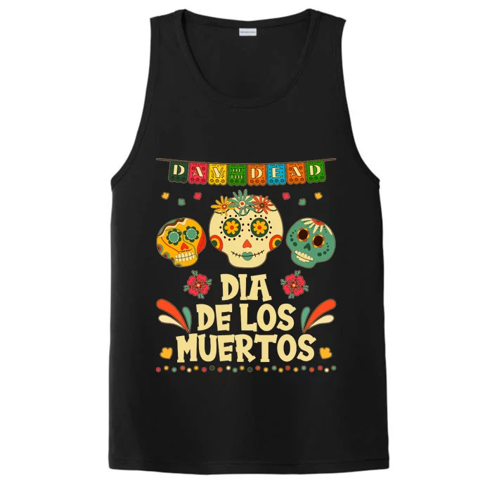 Day Of The Dead Dia De Los Muertos Sugar Skulls Performance Tank