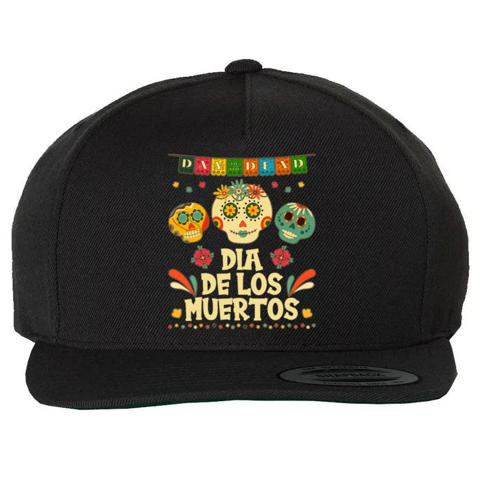 Day Of The Dead Dia De Los Muertos Sugar Skulls Wool Snapback Cap