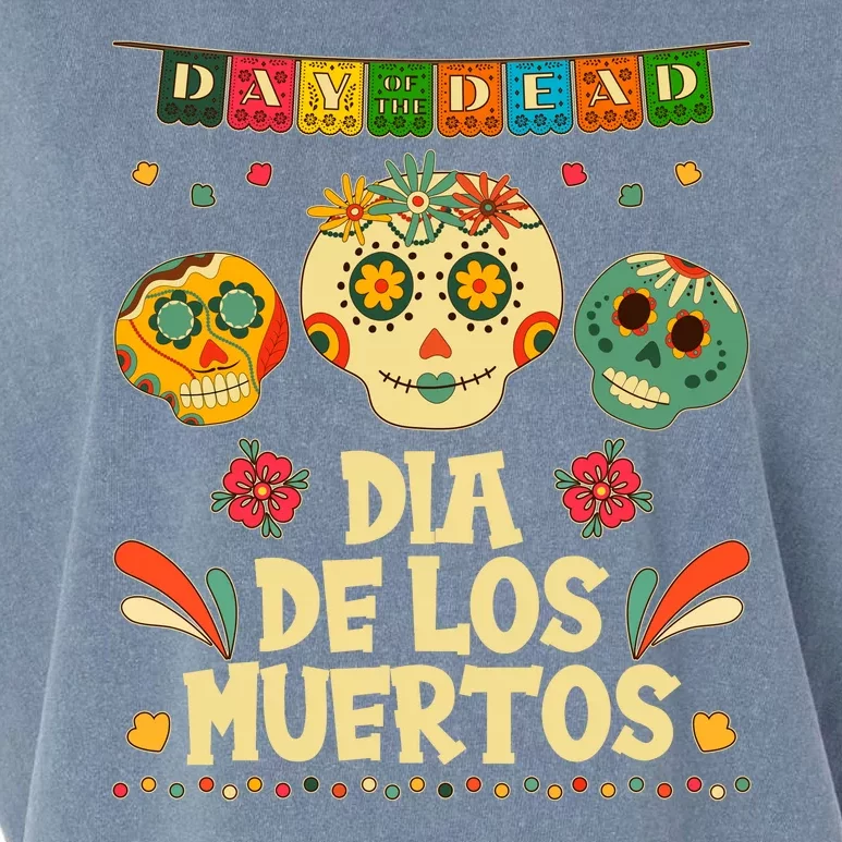 Day Of The Dead Dia De Los Muertos Sugar Skulls Garment-Dyed Women's Muscle Tee