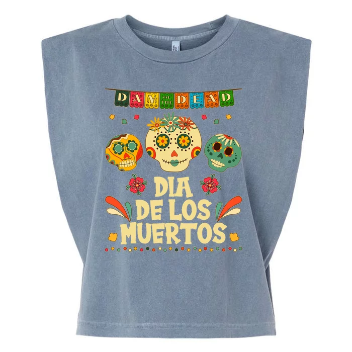 Day Of The Dead Dia De Los Muertos Sugar Skulls Garment-Dyed Women's Muscle Tee