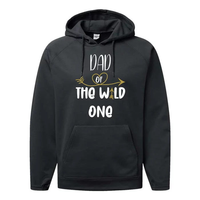 Dad Of The Wild One Funny 1st Birthday Safari Gift Performance Fleece Hoodie