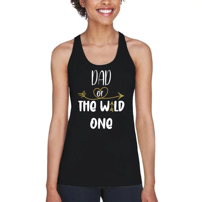 Dad Of The Wild One Funny 1st Birthday Safari Gift Women's Racerback Tank