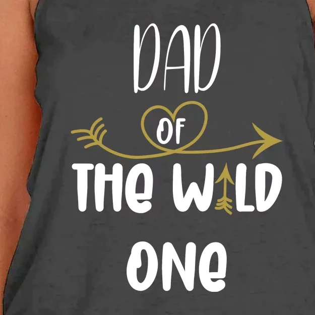 Dad Of The Wild One Funny 1st Birthday Safari Gift Women's Knotted Racerback Tank