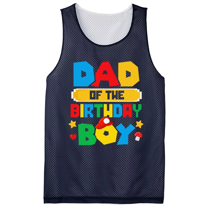 Dad Of The Birthday Boy Game Gaming Dad And Mom Family Mesh Reversible Basketball Jersey Tank