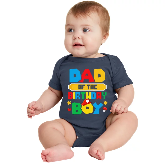 Dad Of The Birthday Boy Game Gaming Dad And Mom Family Baby Bodysuit