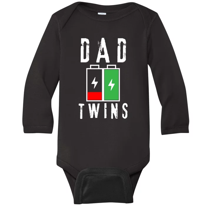 Dad Of Twins Battery Fathers Day Baby Long Sleeve Bodysuit