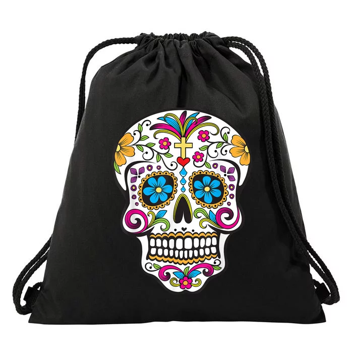 Day Of The Dead Sugar Skull Drawstring Bag