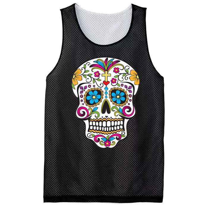 Day Of The Dead Sugar Skull Mesh Reversible Basketball Jersey Tank