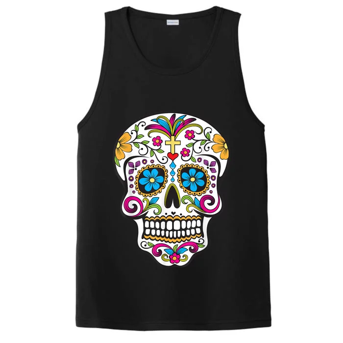 Day Of The Dead Sugar Skull Performance Tank