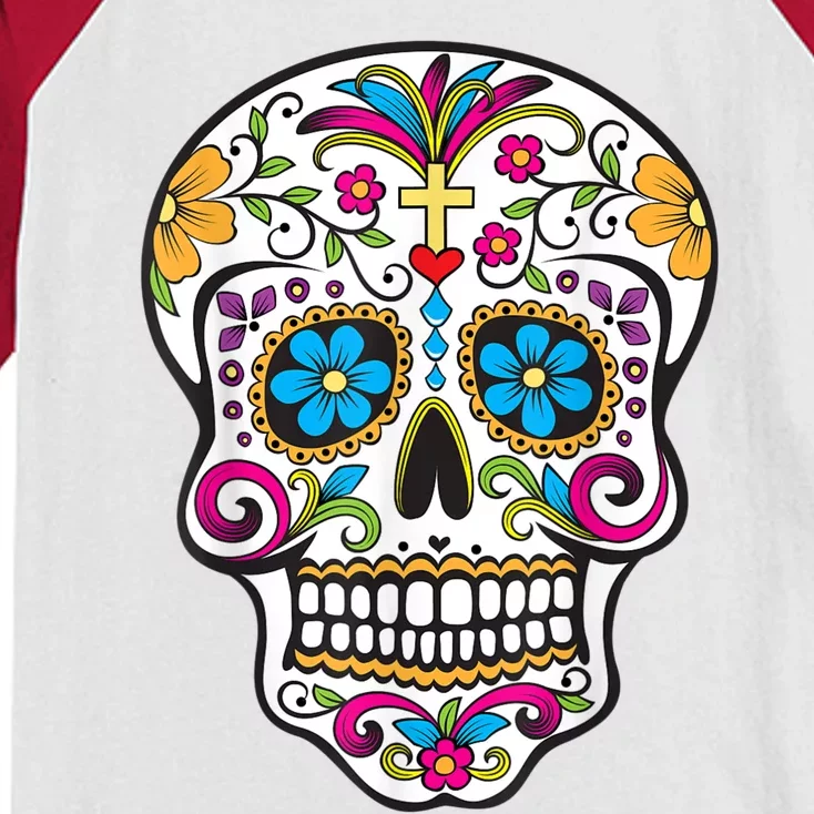 Day Of The Dead Sugar Skull Kids Colorblock Raglan Jersey