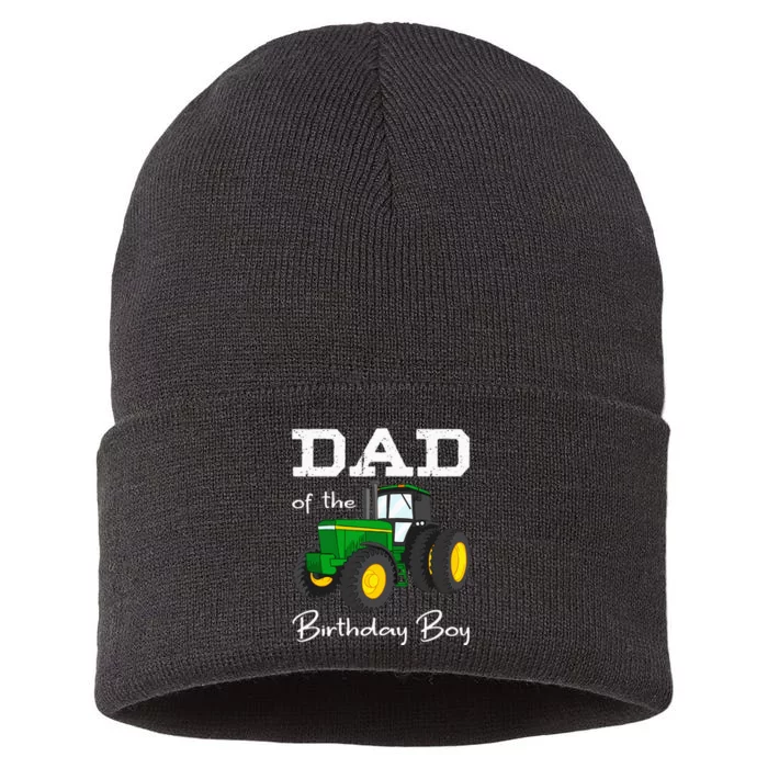 Dad Of The Birthday Boy Tractor Farm Party Sustainable Knit Beanie