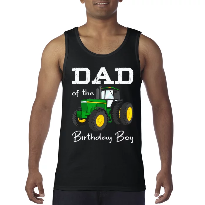 Dad Of The Birthday Boy Tractor Farm Party Tank Top