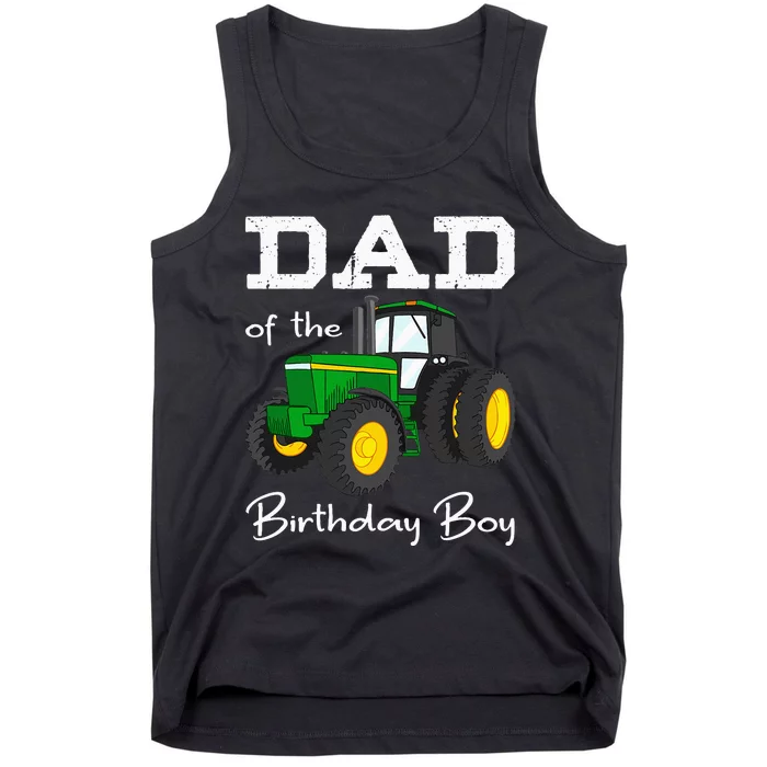 Dad Of The Birthday Boy Tractor Farm Party Tank Top