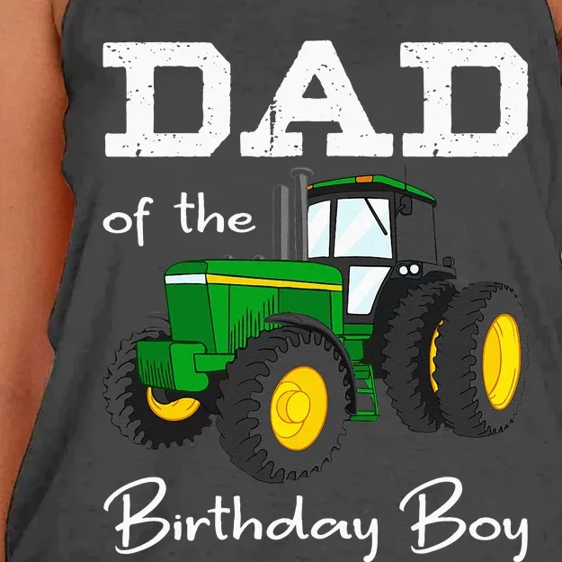 Dad Of The Birthday Boy Tractor Farm Party Women's Knotted Racerback Tank