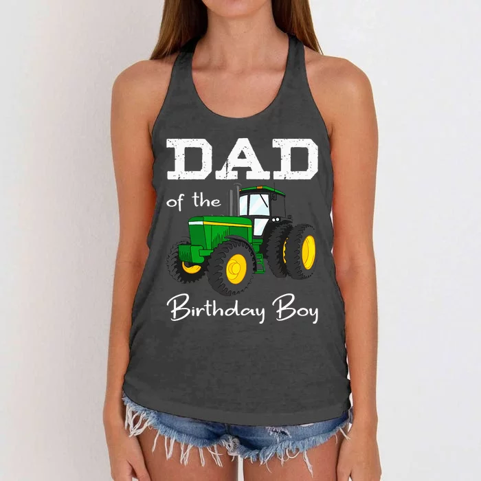 Dad Of The Birthday Boy Tractor Farm Party Women's Knotted Racerback Tank