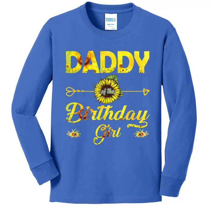 Daddy Of The Birthday Dad Sunflower Gifts Kids Long Sleeve Shirt