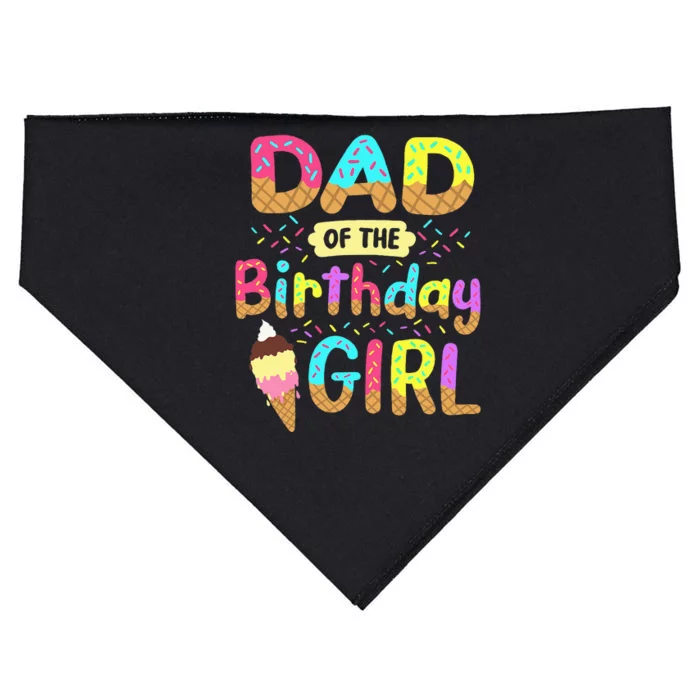 Dad Of The Birthday Day Girl Ice Cream Party Matching Family USA-Made Doggie Bandana