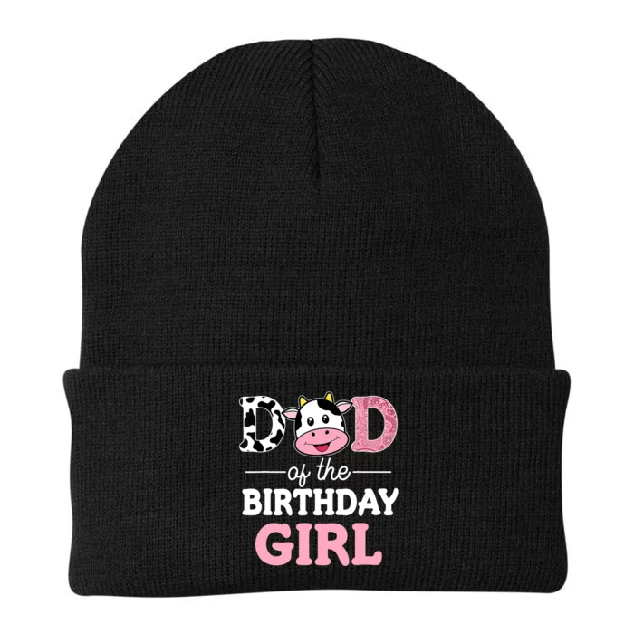 Dad of The Birthday Girl Farm Cow Daddy Papa 1st Knit Cap Winter Beanie