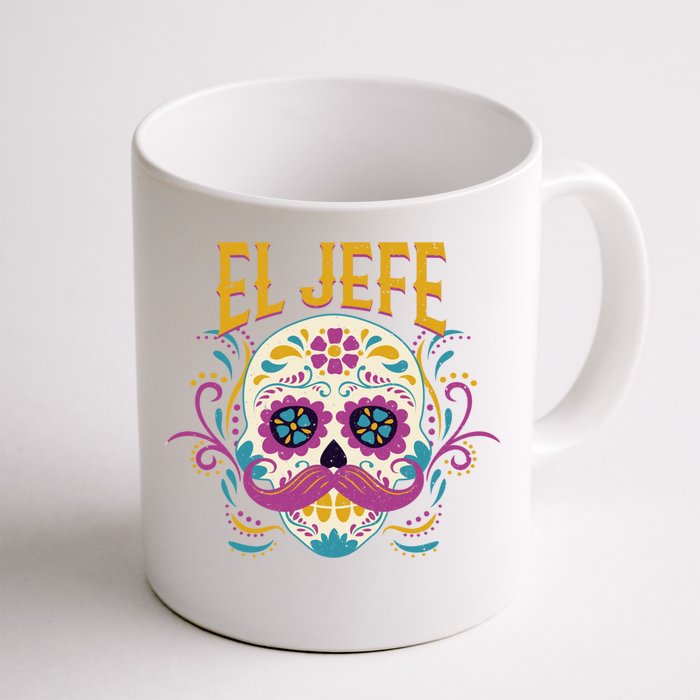 Day Of The Dead Mexico El Jefe Boss Sugar Skull Halloween Gift Front & Back Coffee Mug