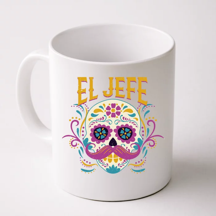 Day Of The Dead Mexico El Jefe Boss Sugar Skull Halloween Gift Front & Back Coffee Mug