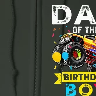 Dad Of The Birthday Boy Monster Truck Birthday Full Zip Hoodie