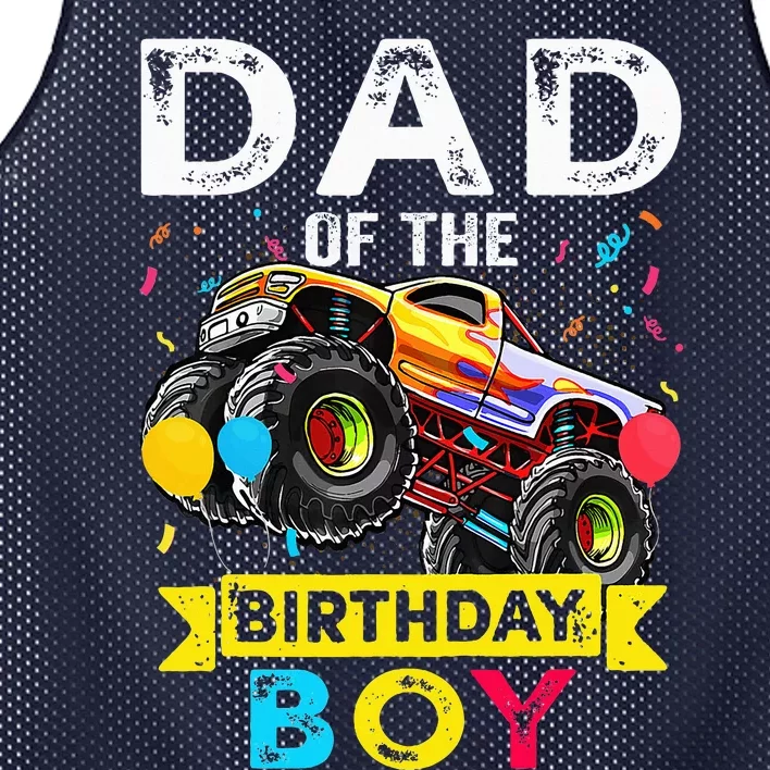 Dad Of The Birthday Boy Monster Truck Birthday Mesh Reversible Basketball Jersey Tank