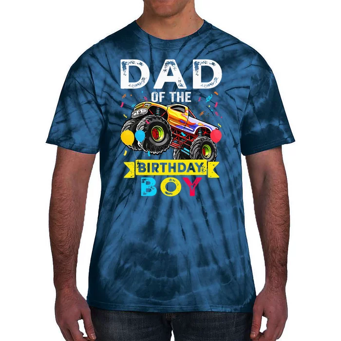 Dad Of The Birthday Boy Monster Truck Birthday Tie-Dye T-Shirt