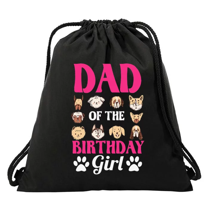 Dad Of The Birthday Dog Paw Bday Party Celebration Drawstring Bag