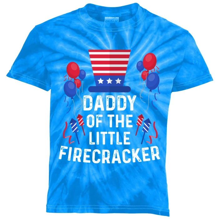 Daddy Of The Little Firecracker 4th Of July Birthday Dad Great Gift Kids Tie-Dye T-Shirt