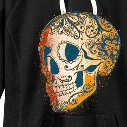 Day Of The Dead Grunge Sugar Skull Women's Fleece Hoodie