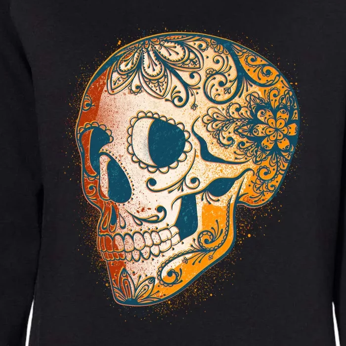 Day Of The Dead Grunge Sugar Skull Womens California Wash Sweatshirt