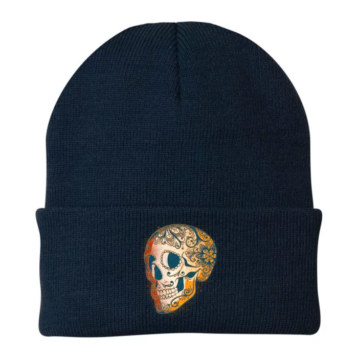 Day Of The Dead Grunge Sugar Skull Knit Cap Winter Beanie