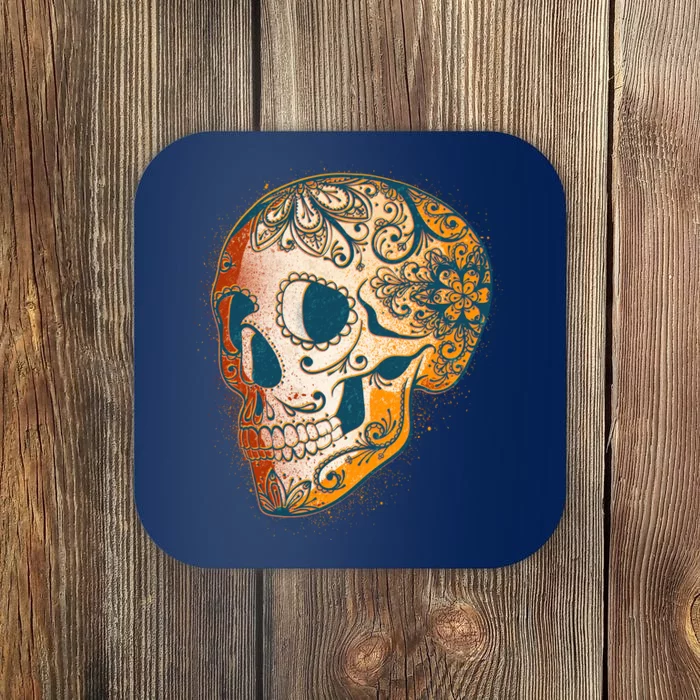 Day Of The Dead Grunge Sugar Skull Coaster