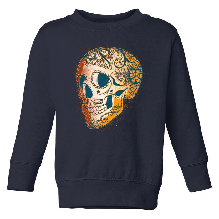 Day Of The Dead Grunge Sugar Skull Toddler Sweatshirt