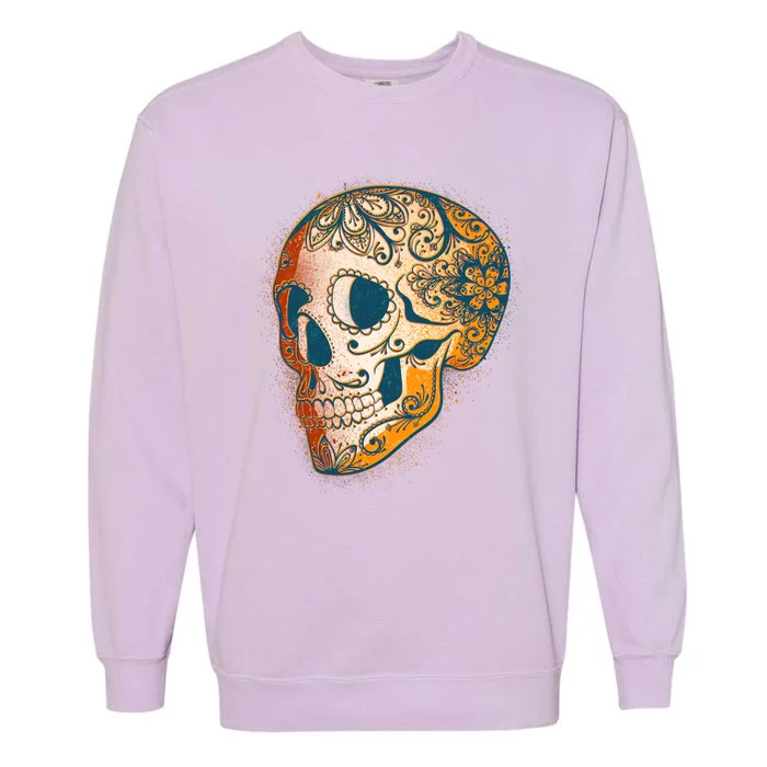 Day Of The Dead Grunge Sugar Skull Garment-Dyed Sweatshirt