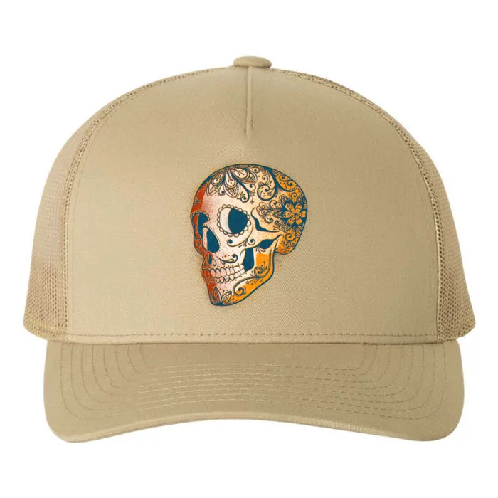 Day Of The Dead Grunge Sugar Skull Yupoong Adult 5-Panel Trucker Hat