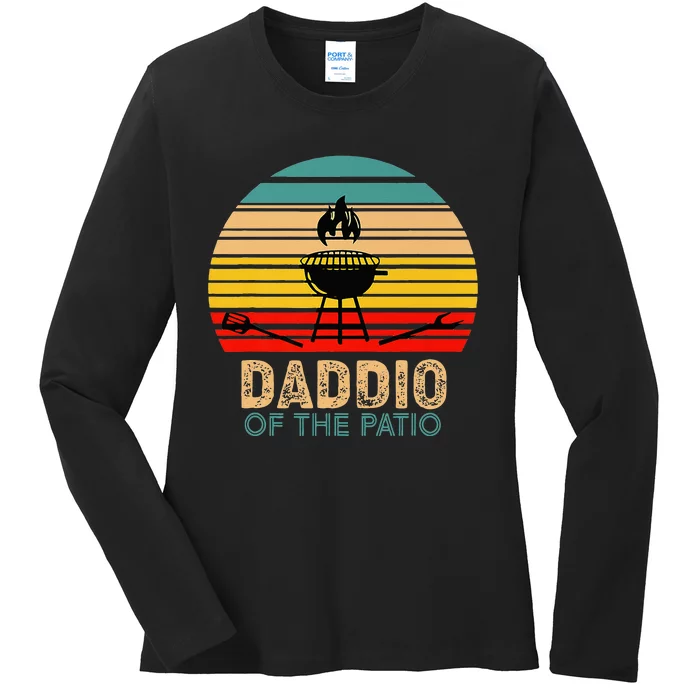 Daddio Of The Patio Vintage BBQ Grill Barbecue Father's Day Ladies Long Sleeve Shirt