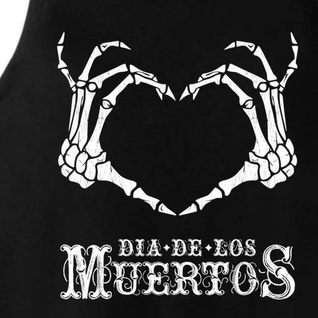 Day Of The Dead ~ Skeleton Hand Heart Gift Ladies Tri-Blend Wicking Tank