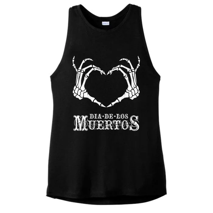 Day Of The Dead ~ Skeleton Hand Heart Gift Ladies Tri-Blend Wicking Tank