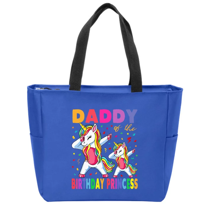 Daddy Of The Birthday Princess Dabbing Unicorn Dad Zip Tote Bag