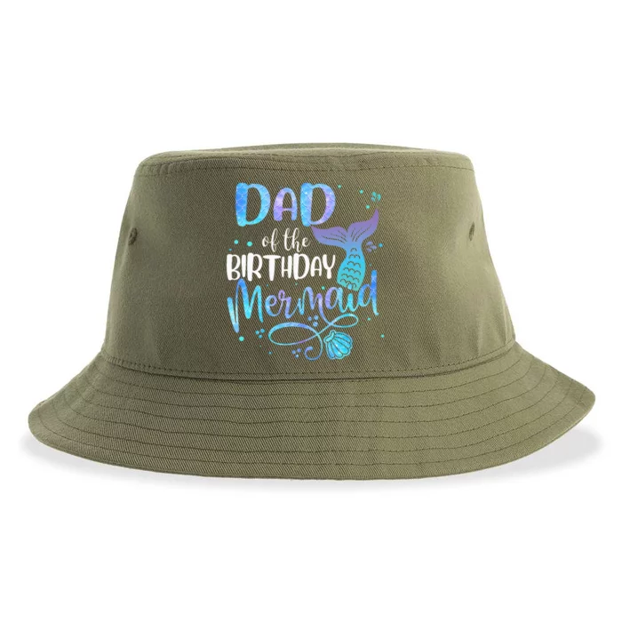 Dad Of The Birthday Mermaid Family Matching Party Squad Sustainable Bucket Hat