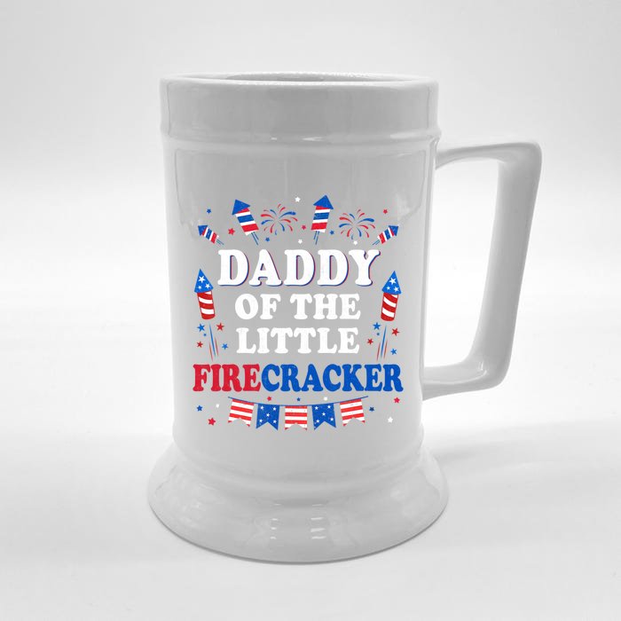 Daddy Of The Little Firecracker 4th Of July Birthday Party Gift Front & Back Beer Stein