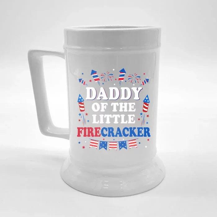 Daddy Of The Little Firecracker 4th Of July Birthday Party Gift Front & Back Beer Stein