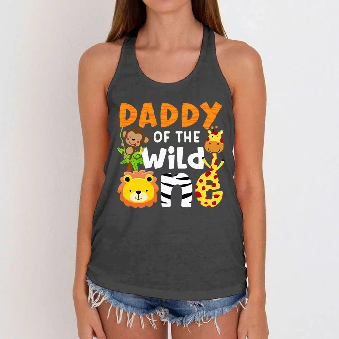 Daddy Of The Wild One Zoo Bday Party Safari Jungle Animals Women's Knotted Racerback Tank