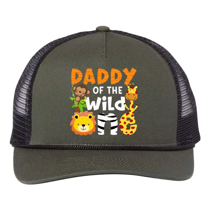 Daddy Of The Wild One Zoo Bday Party Safari Jungle Animals Retro Rope Trucker Hat Cap