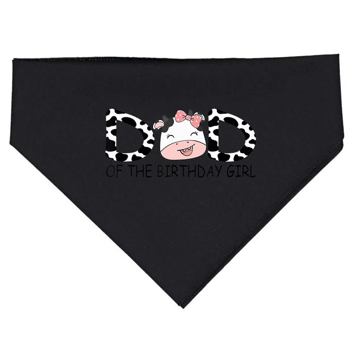 Dad Of The Birthday For Girl Cow Farm First Birthday Cow USA-Made Doggie Bandana